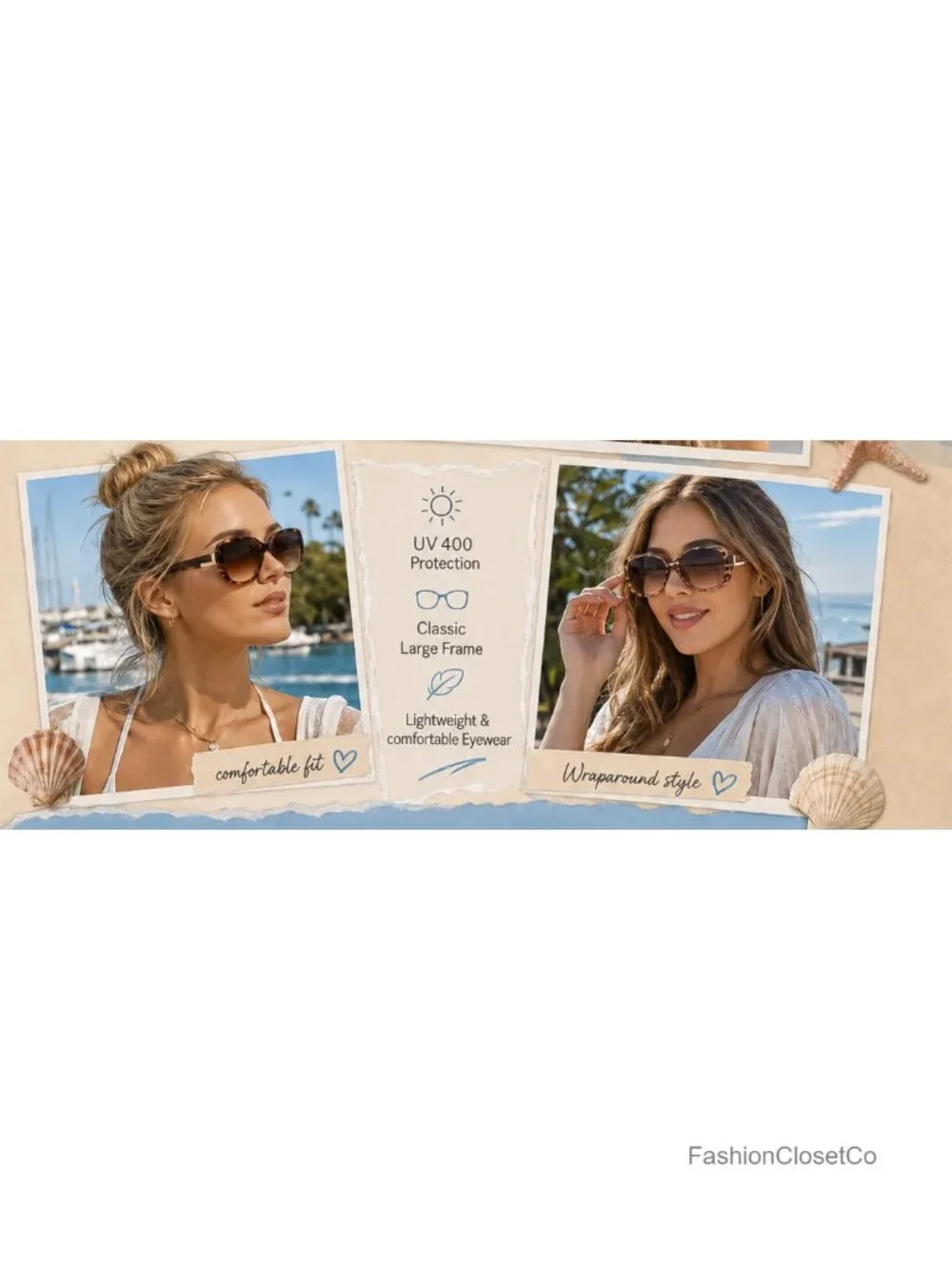 Vintage Oversized Square Sunglasses Women UV400 Protection Retro Wraparound
